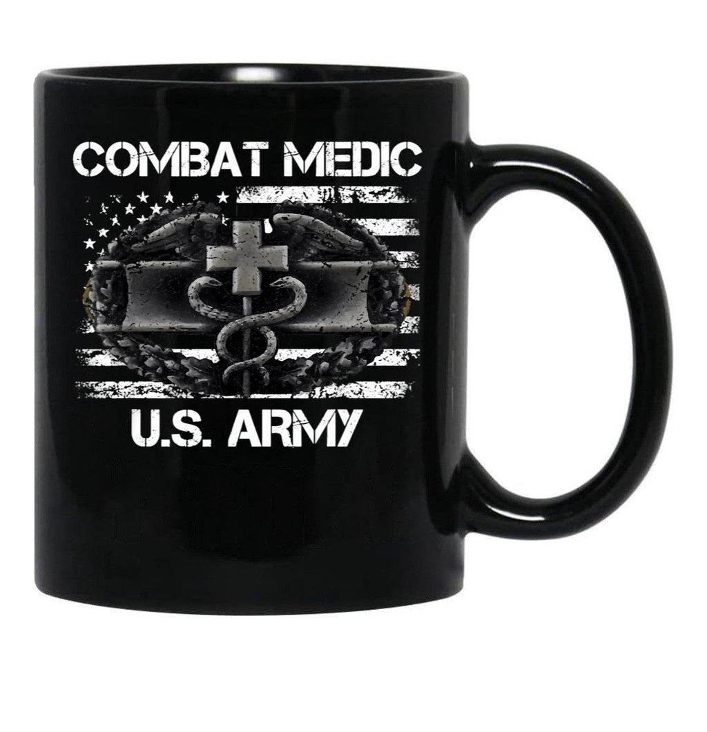 Combat Medic U.S. Army Badge Funny Military Doctor Nurse Gift Black Coffee Mug, Gift Coffee Mug - Black