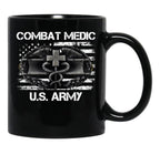 Combat Medic U.S. Army Badge Funny Military Doctor Nurse Gift Black Coffee Mug, Gift Coffee Mug - Black