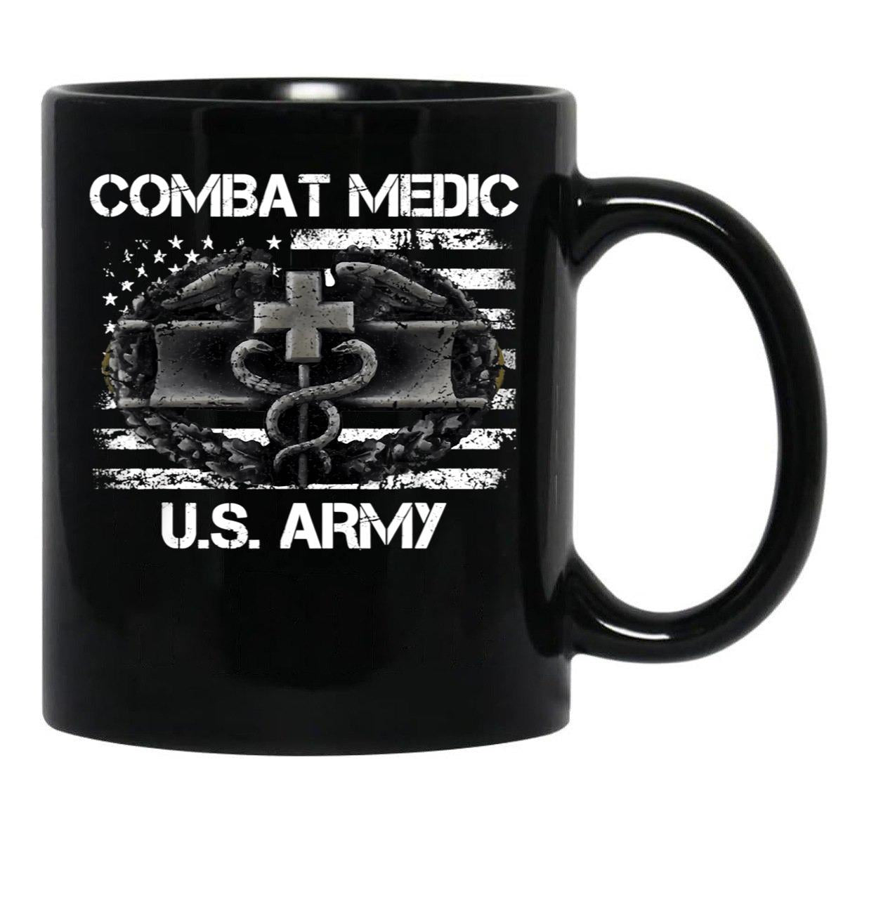 Combat Medic U.S. Army Badge Funny Military Doctor Nurse Gift Black Coffee Mug, Gift Coffee Mug - Black