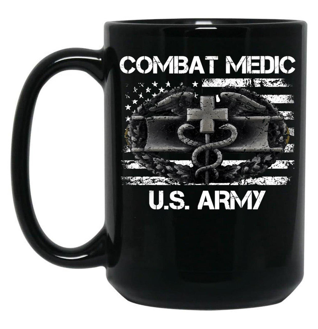 Combat Medic U.S. Army Badge Funny Military Doctor Nurse Gift Black Coffee Mug, Gift Coffee Mug