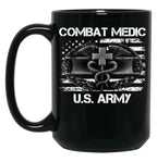 Combat Medic U.S. Army Badge Funny Military Doctor Nurse Gift Black Coffee Mug, Gift Coffee Mug