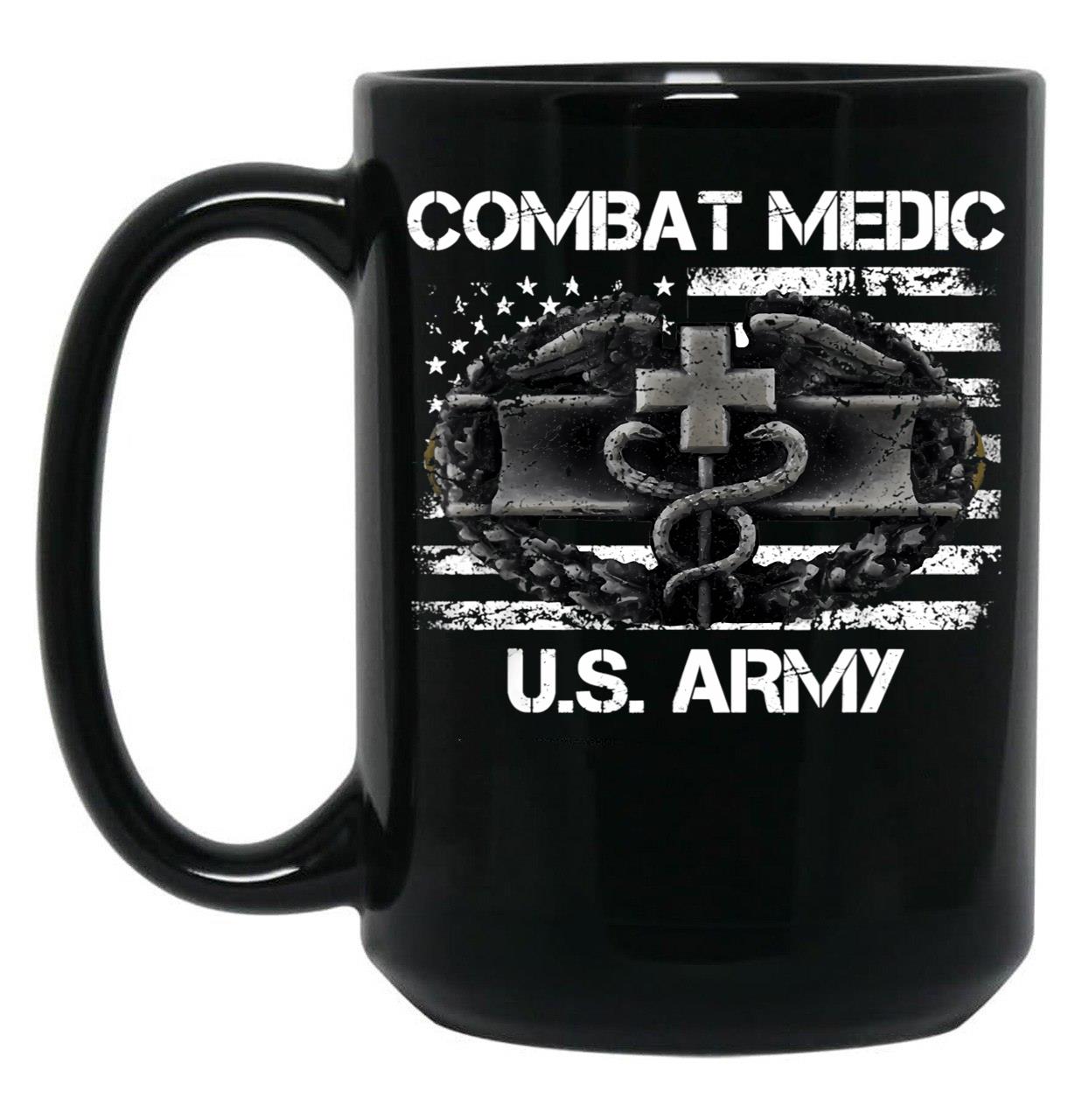Combat Medic U.S. Army Badge Funny Military Doctor Nurse Gift Black Coffee Mug, Gift Coffee Mug