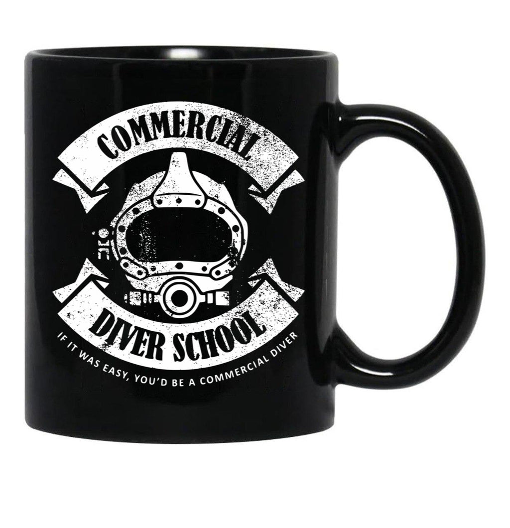 Commercial Diver School (Distressed) Black Coffee Mug, Gift Coffee Mug - Black