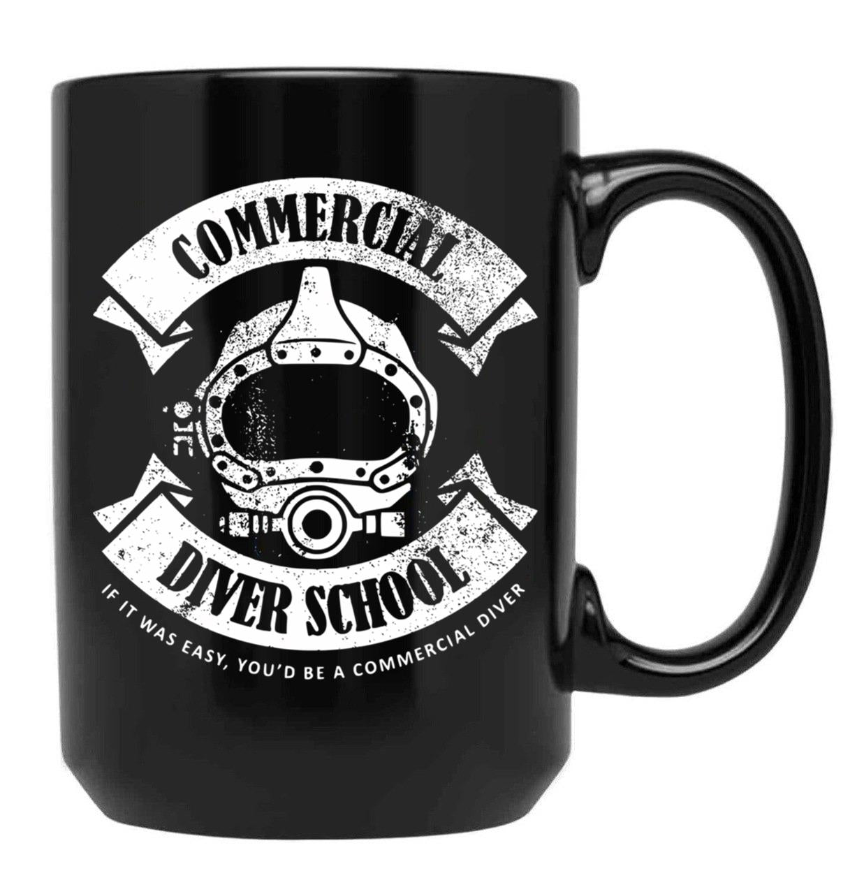 Commercial Diver School (Distressed) Black Coffee Mug, Gift Coffee Mug
