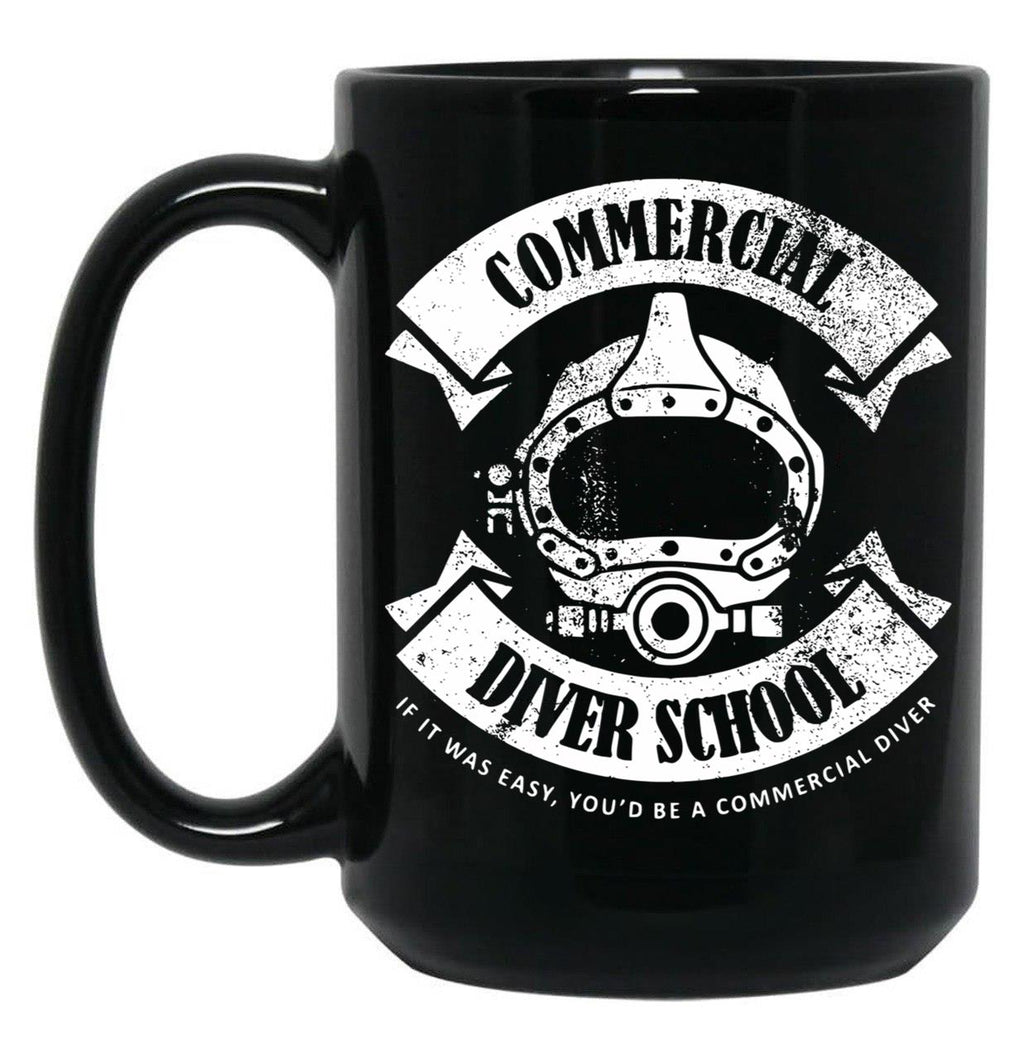 Commercial Diver School (Distressed) Black Coffee Mug, Gift Coffee Mug