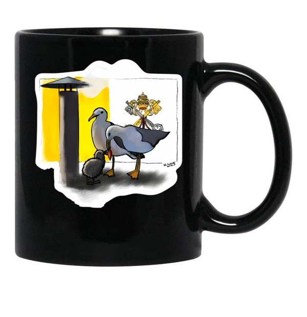 Conclave Seagull Pope Leo Xiv Catholic Black Coffee Mug - Black