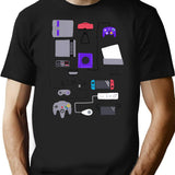 Consoles Tangle Sticker T-Shirt for Men & Women, T-Shirts Graphic Tee - Black