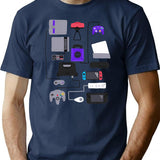 Consoles Tangle Sticker T-Shirt for Men & Women, T-Shirts Graphic Tee - Navy