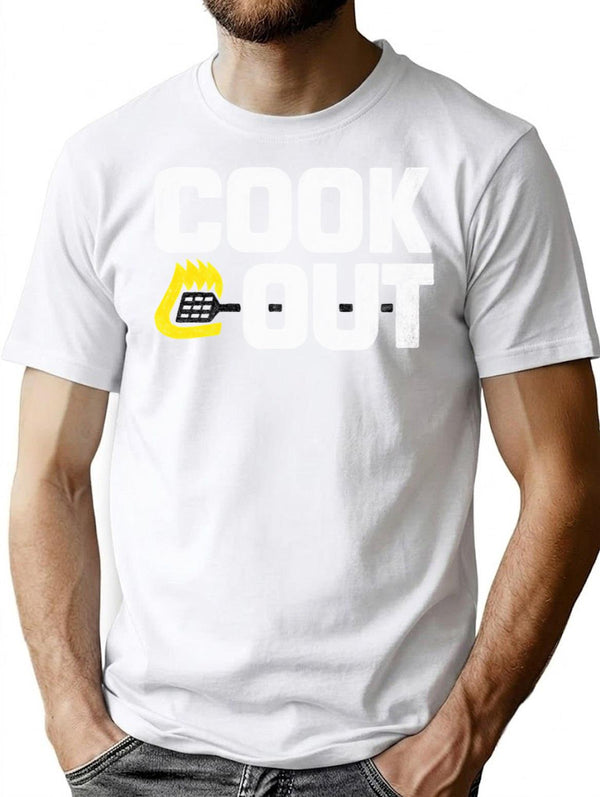 Cookout - Vintage Chalk Texture - White Black T-Shirt for Men & Women, T-Shirts Graphic Tee - White