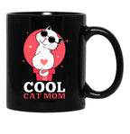 Cool Cat Mom Black Coffee Mug, Gift Coffee Mug - Black