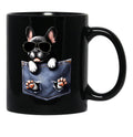 Cool French Bulldog In The Pocket Black Coffee Mug, Gift Coffee Mug - Black
