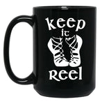 Cool Keep It Reel Irish Dance Design Black Coffee Mug, Gift Coffee Mug