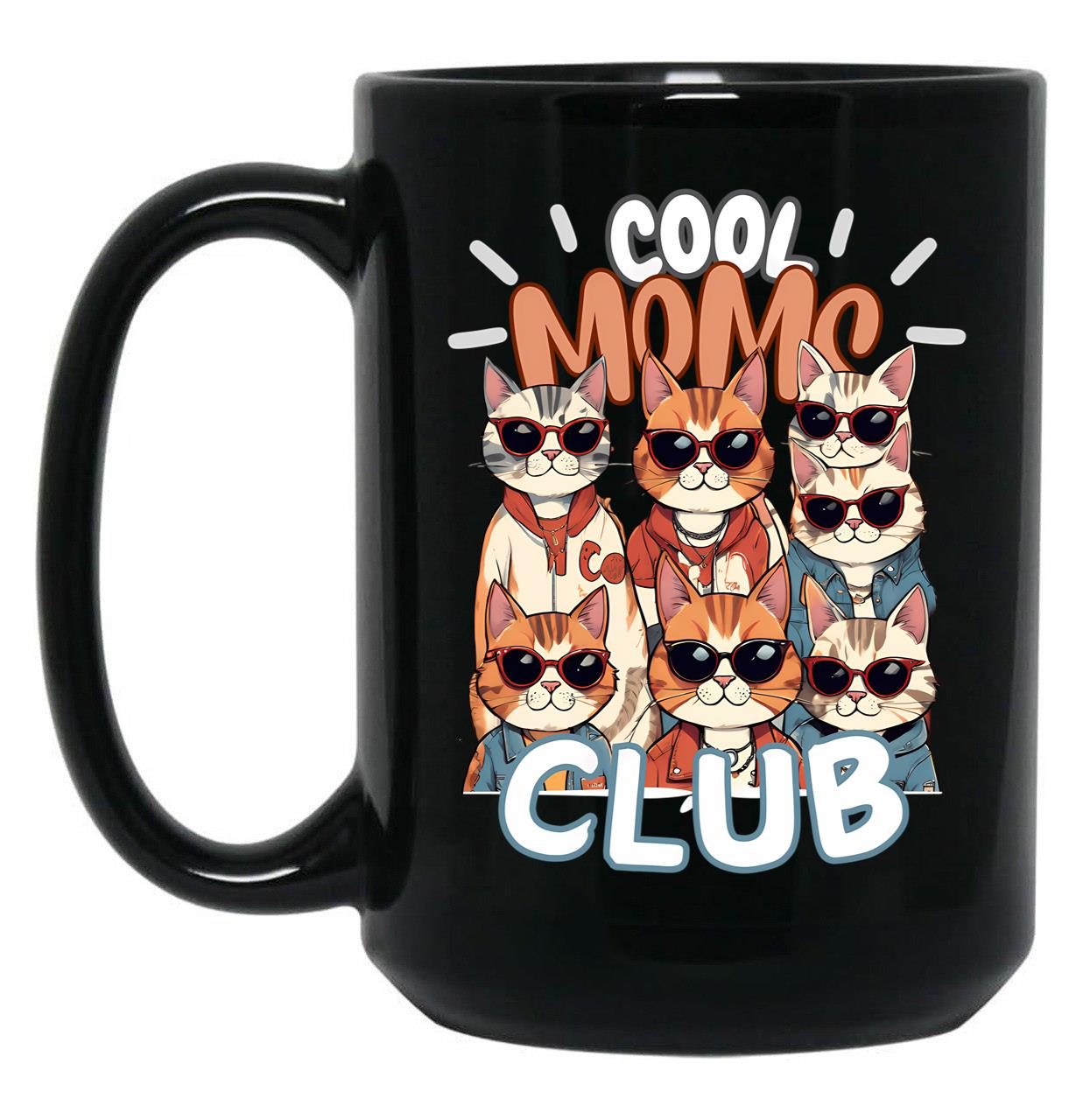 Cool Moms Club - Cats Black Coffee Mug, Gift Coffee Mug