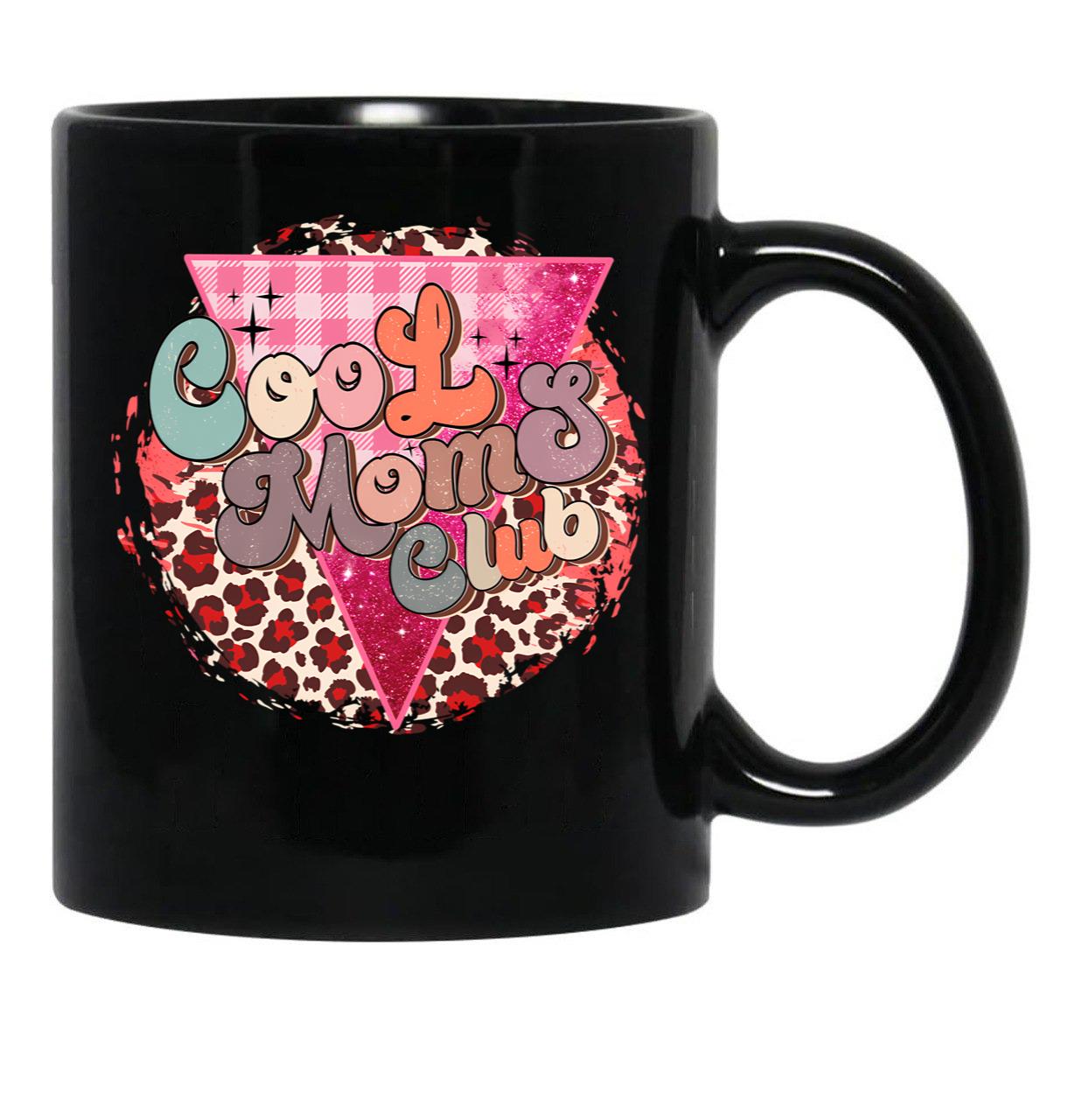Cool Moms Club Cheetah Black Coffee Mug, Gift Coffee Mug - Black