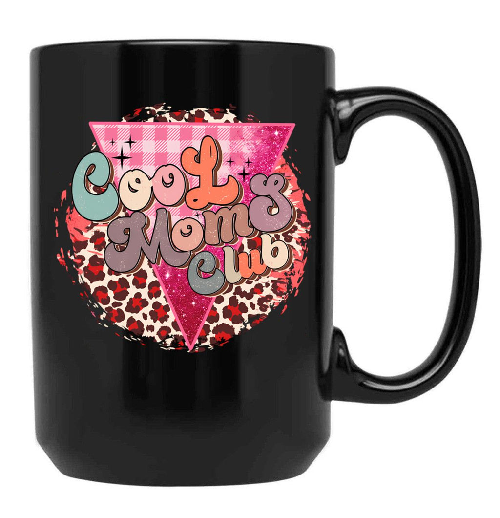 Cool Moms Club Cheetah Black Coffee Mug, Gift Coffee Mug