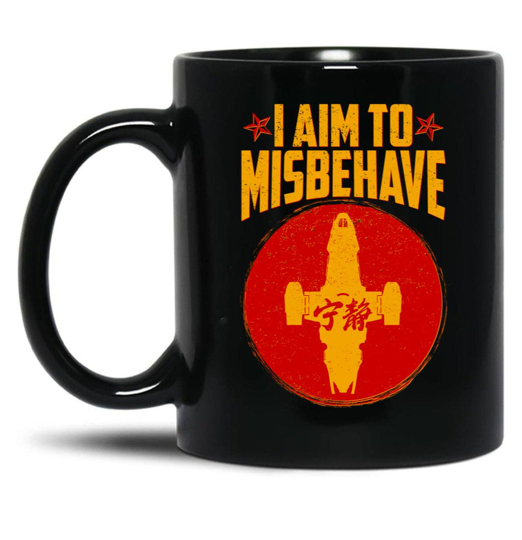 Cool SciFi I Aim to Misbehave Black Coffee Mug, Gift Coffee Mug