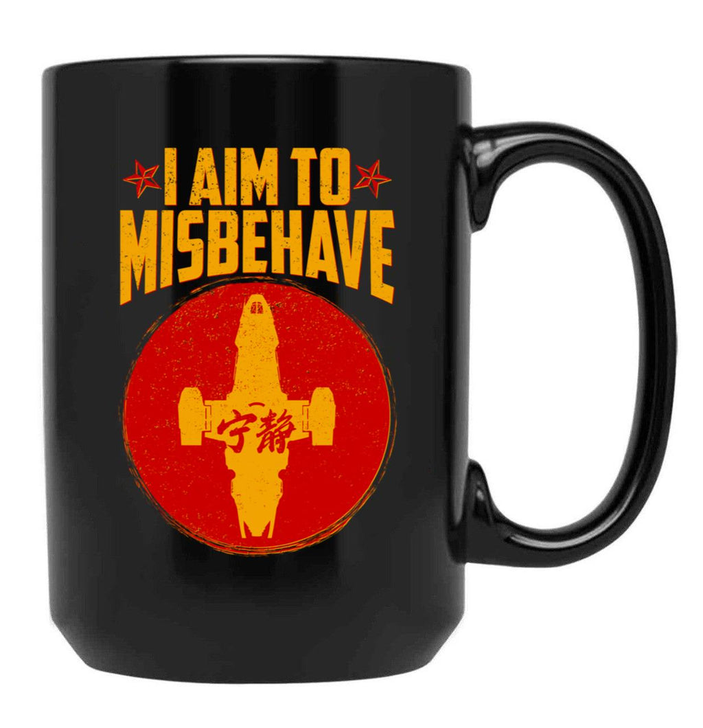 Cool SciFi I Aim to Misbehave Black Coffee Mug, Gift Coffee Mug