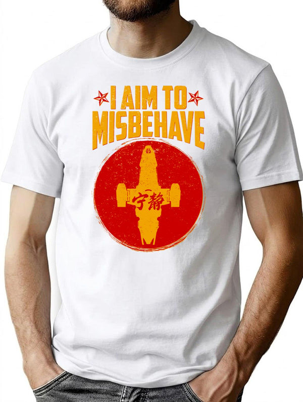 Cool SciFi I Aim to Misbehave Premium Heavyweight Cotton T-Shirt - White