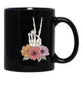 Cool Skeleton Mama With Flowers Peace Black Coffee Mug, Gift Coffee Mug - Black