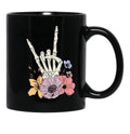 Cool Skeleton Mama With Flowers Black Coffee Mug, Gift Coffee Mug - Black