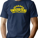 Cool Twisted Teas y Double DS Front and Back Front & Back Camiseta Negra Premium Heavyweight Cotton T-Shirt - Navy