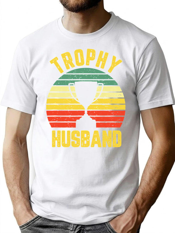 Cool Vintage Trophy Husband Birthday Shirt Groom Gift From Wife Bride T Shirt T-Shirt for Men & Women, T-Shirts Graphic Tee - White