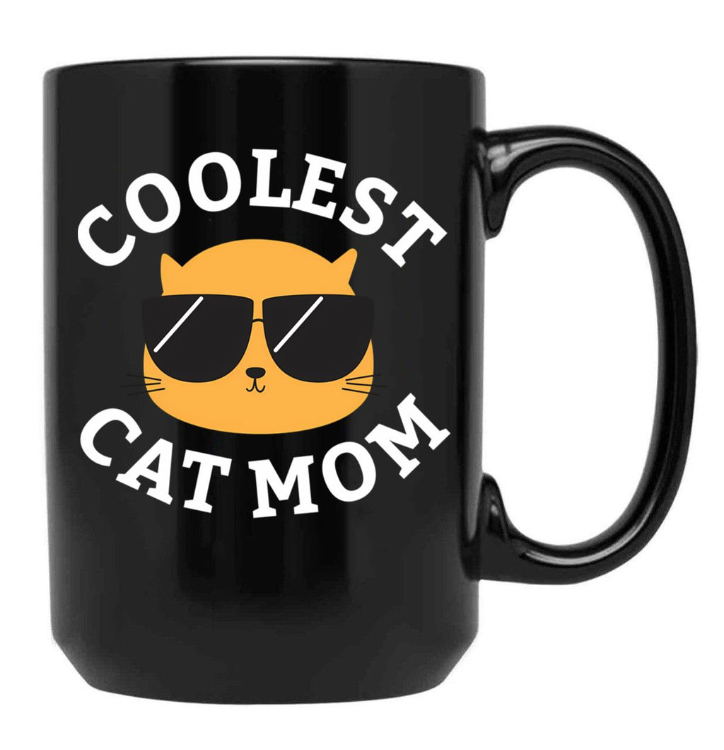 Coolest Cat Mom Black Coffee Mug, Gift Coffee Mug