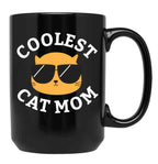 Coolest Cat Mom Black Coffee Mug, Gift Coffee Mug