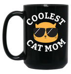 Coolest Cat Mom Black Coffee Mug, Gift Coffee Mug
