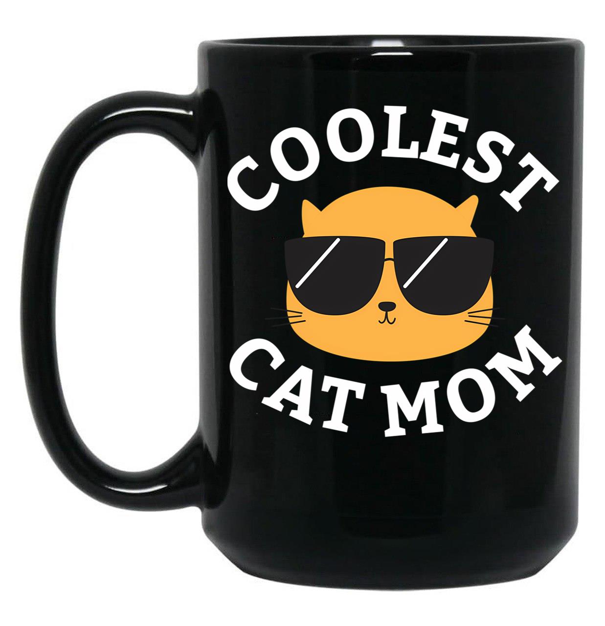 Coolest Cat Mom Black Coffee Mug, Gift Coffee Mug