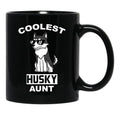 Coolest Husky Aunt Funny Dog Black Coffee Mug, Gift Coffee Mug - Black