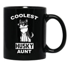 Coolest Husky Aunt Funny Dog Black Coffee Mug, Gift Coffee Mug - Black