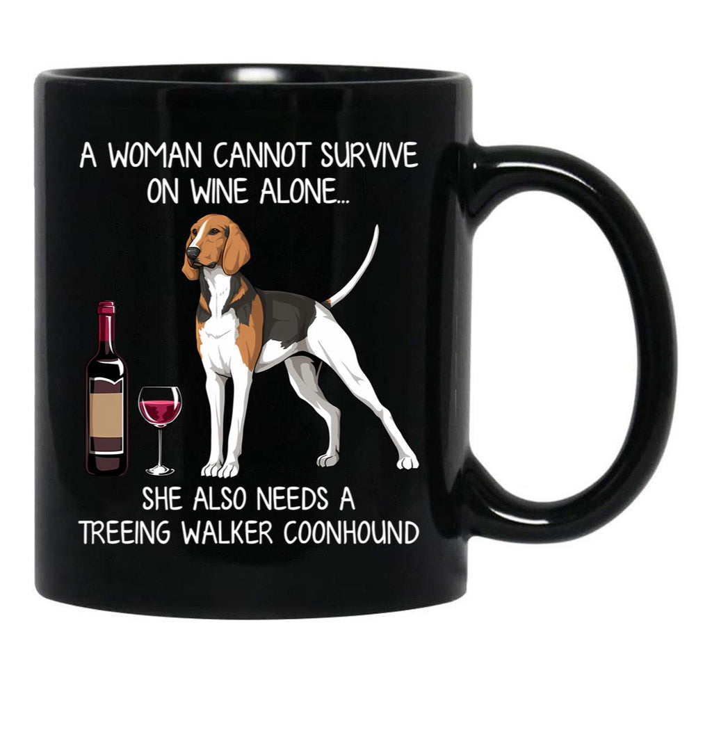 Coonhound And Wine Funny Dog Black Coffee Mug, Gift Coffee Mug - Black