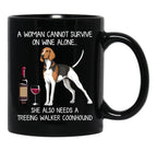 Coonhound And Wine Funny Dog Black Coffee Mug, Gift Coffee Mug - Black