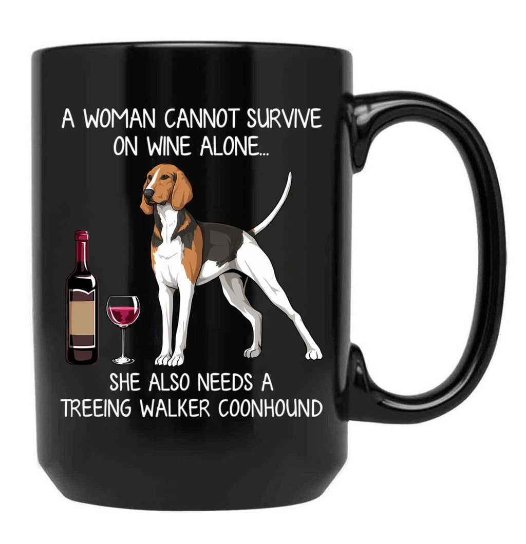 Coonhound And Wine Funny Dog Black Coffee Mug, Gift Coffee Mug