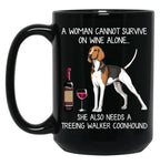 Coonhound And Wine Funny Dog Black Coffee Mug, Gift Coffee Mug