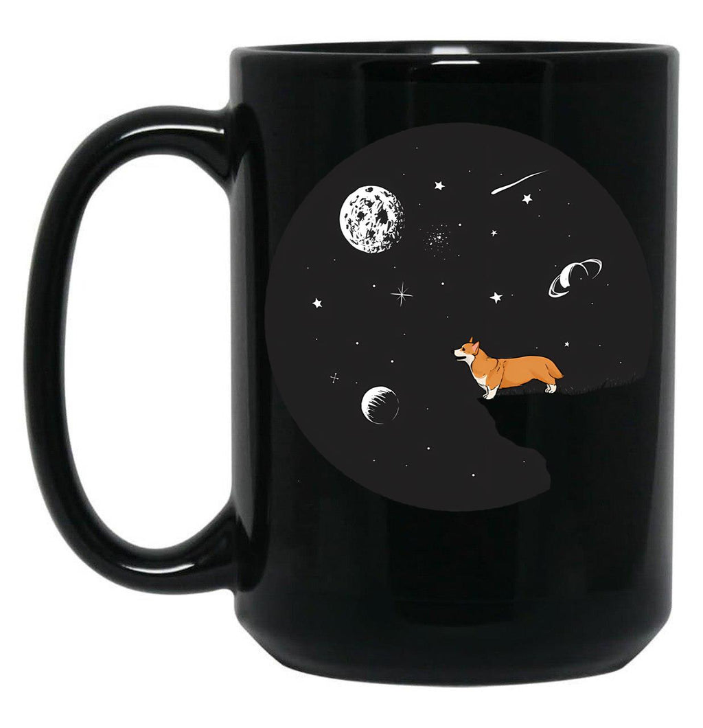 Corgi And Moon T-Shirt Black Coffee Mug, Gift Coffee Mug