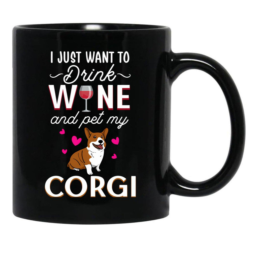 Corgi Cheers Raise A Glass With Your Furry Best Friend On This Playful Wine Graphic Tee Black Coffee Mug, Gift Coffee Mug - Black