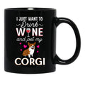 Corgi Cheers Raise A Glass With Your Furry Best Friend On This Playful Wine Graphic Tee Black Coffee Mug, Gift Coffee Mug - Black