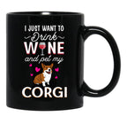 Corgi Cheers Raise A Glass With Your Furry Best Friend On This Playful Wine Graphic Tee Black Coffee Mug, Gift Coffee Mug - Black