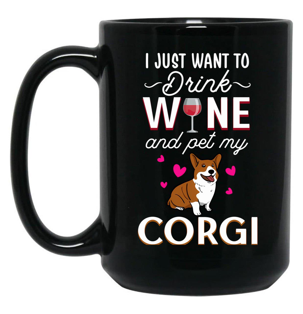 Corgi Cheers Raise A Glass With Your Furry Best Friend On This Playful Wine Graphic Tee Black Coffee Mug, Gift Coffee Mug