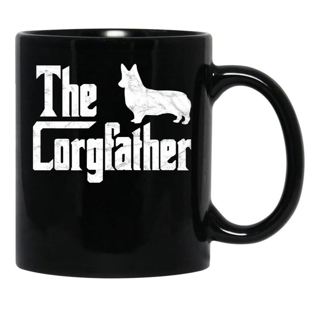 Corgi Dad The Corgfather Funny Corgi Lover Shirt Gift Black Coffee Mug, Gift Coffee Mug - Black