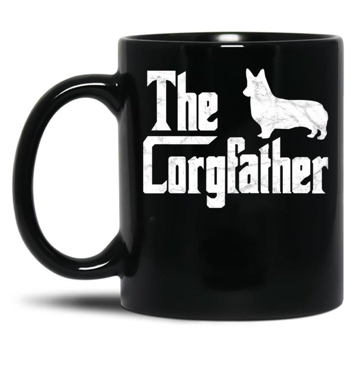 Corgi Dad The Corgfather Funny Corgi Lover Shirt Gift Black Coffee Mug, Gift Coffee Mug - Black