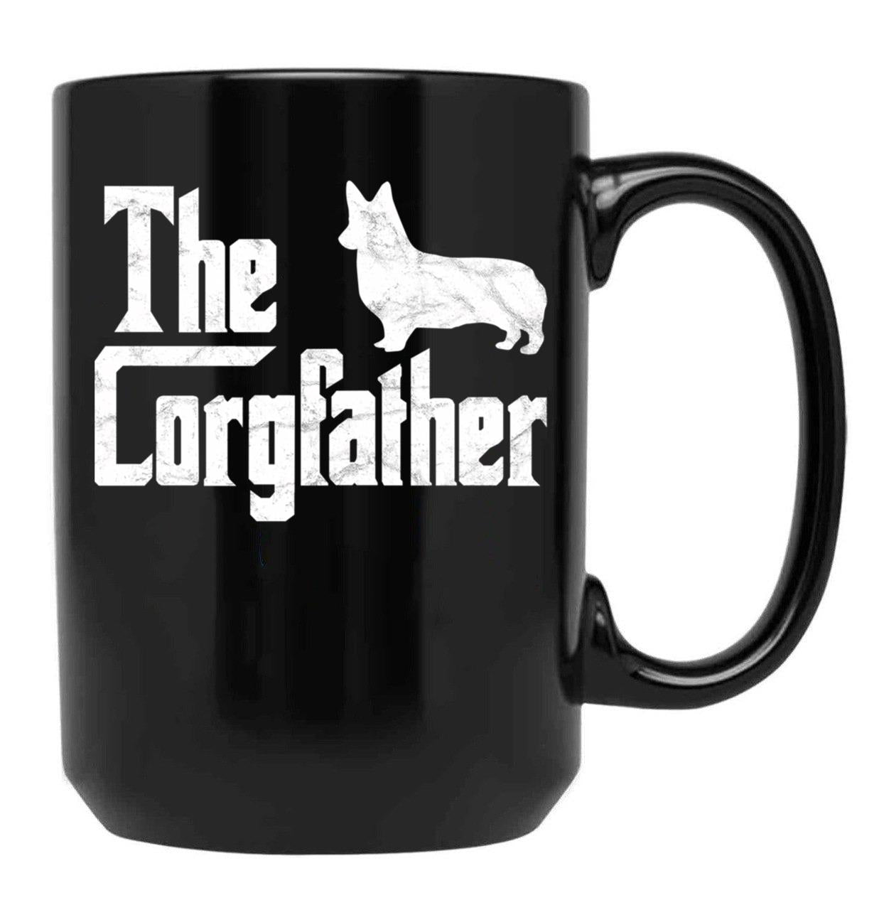 Corgi Dad The Corgfather Funny Corgi Lover Shirt Gift Black Coffee Mug, Gift Coffee Mug