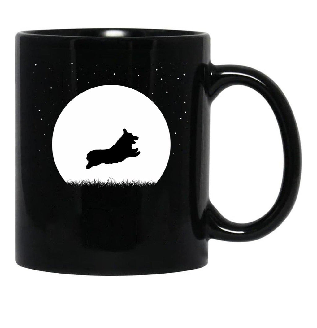 Corgi Running In Winter Snow Black Coffee Mug, Gift Coffee Mug - Black