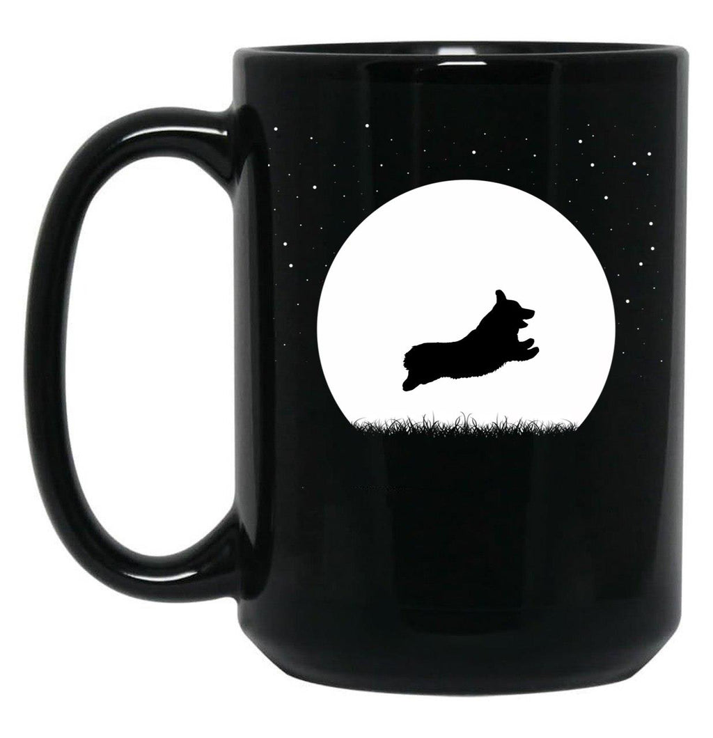 Corgi Running In Winter Snow Black Coffee Mug, Gift Coffee Mug