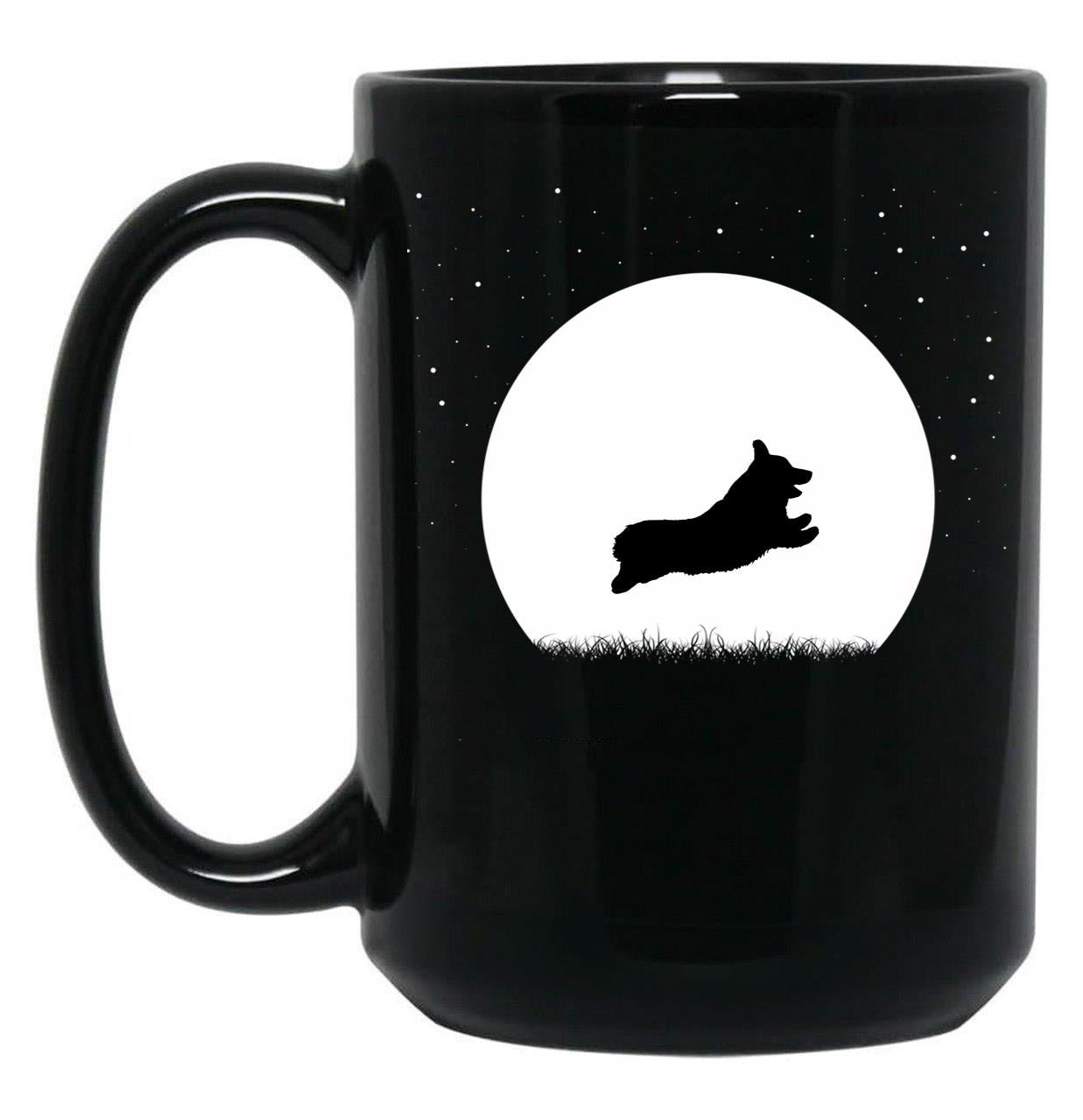 Corgi Running In Winter Snow Black Coffee Mug, Gift Coffee Mug