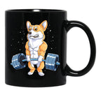 Corgi Weightlifting Funny Dog Deadlift Fitness Gym Workout Black Coffee Mug, Gift Coffee Mug - Black