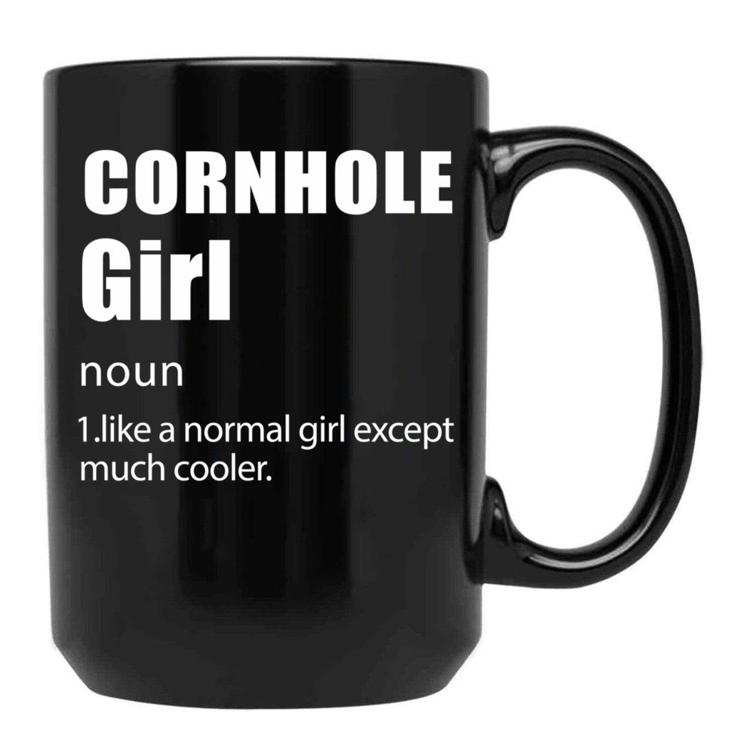 Cornhole Girl Definition Funny Cornhole Design Cornhole Quote Black Coffee Mug, Gift Coffee Mug