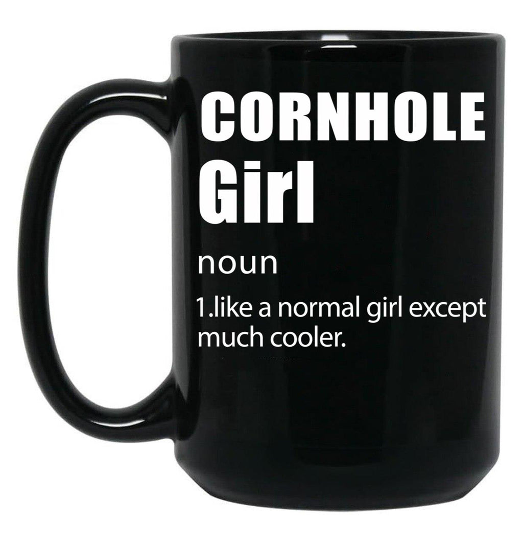 Cornhole Girl Definition Funny Cornhole Design Cornhole Quote Black Coffee Mug, Gift Coffee Mug
